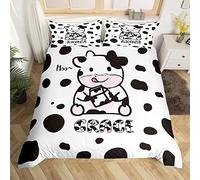 Homemissing Vache Imprimé Housse de Couette Noir Blanc Vache Parure de Lit 140x200cm Doux Léger Ensembles de Housse de Couette avec 1 Taie d'oreiller