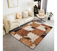 Homemissing Vache Tapis de Salon 150x200cm décoration en Cuir de Vache Tapis de Salon décoration d'intérieur Ferme Western Farm Animal Cuir Tartan imprimé Denim Tapis de Sol