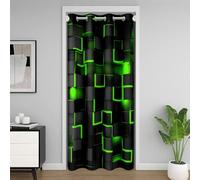 Homemissing Vert Et Noir Rideaux Interieur Salon Chambre Lumière Géométrique Rideau de Porte 150x203cm Fille Géométrie Decor Rideau Occultant Rideaux Moderne Style Rideaux Exterieur d'entrée