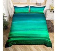 Homemissing Vert Sarcelle Sets de Housse de Couette Turquoise Style Parure de Lit 220x240cm Vert Minimalist Lines Housse de Couette pour Les Enfants Microfibre Modern Design Décor de Chambre