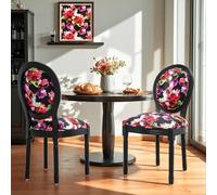 HomeMiYN Chaise Medaillon Lot de 2, Chaise de Salle à Manger de Style Louis-XVI en Tissu Lin, Chaises de Dîner Dossier Doux pour Chambre, Salon, Restaurant, Rouge