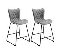 HomeMiYN Lot de 2 Tabourets de Bar Modernes,Hauteur Comptoir en Simili Cuir avec Dossier et Repose-Pieds,Pieds en Métal Robustes pour Îlot de Cuisine, Café ou Salle à Manger,Gris Foncé