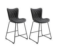 HomeMiYN Lot de 2 Tabourets de Bar Modernes,Hauteur Comptoir en Simili Cuir avec Dossier et Repose-Pieds,Pieds en Métal Robustes pour Îlot de Cuisine, Café ou Salle à Manger,Noir