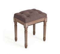 HomeMiYN Tabouret de maquillage style maison de campagne, tabouret pour coiffeuse, tabouret en velours, tabouret de piano, tabouret rembourré pour chambre à coucher, 40 x 30 x 46 cm, pieds en bois