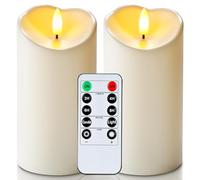 Homemory Bougies LED étanches sans flamme 15,2 x 7,6 cm - Bougies LED à piles avec télécommande et minuterie - Bougies piliers électriques artificielles en plastique