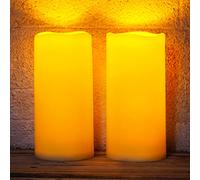 Homemory Lot de 2 grandes bougies solaires d'extérieur étanches 10,2 x 25,4 cm, du crépuscule à l'aube, bougies sans flamme pour extérieur, lanternes