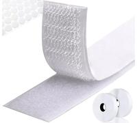 homenatur Scratch Autocollant Double Face - 20mm x 8m Blanc - Belcro Adhésif Puissant - Ruban Bande Scracht Crochet et Boucle Adhésifs - Rond Pastille Adhesive Collant Point Monnaies