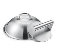 homenote Accessoires de cuisson pour pierre noire, dôme de fusion robuste de 30,5 cm avec presse à hamburger ronde en acier inoxydable, parfait pour barbecue Hibachi à dessus plat, extérieur et