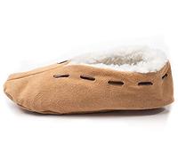 HomeOfSocks - Chaussons pour homme et femme - 100 % daim - Mocassins - Taille 25 à 50 - Beige naturel - Recommandation : commandez 2 tailles au-dessus de votre taille habituelle., Beige, 35 EU