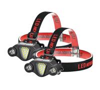 HOMEOL Lot de 2 lampes frontales LED rechargeables avec capteur et double avertissement lumineux - Grand angle de 230 ° - Ultra lumineux et léger - Étanche - Pour la course, le camping, la pêche, la