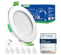 HOMEOW Lot de 6 Spot Salle de Bain IP44, Dimmable Spot LED Encastrable 68mm - 80mm Découpe, 5w Spots de Plafond Extra Plat Blanc Chaud 2700K Blanc Neutre 4000K Blanc Froid 6000K, Nickel