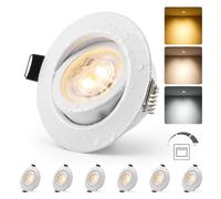 HOMEOW Spot Led Encastrable Salle de Bain Dimmable Blanc Orientable Extra Plat Trou 68mm - 80mm IP44 6W 230V, Spot de Plafond pour Cuisine Salon Chambre, Blanc Chaud/Neutre/Froid Réglable, Lot de 6