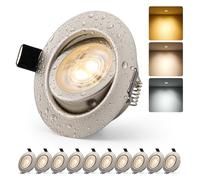 HOMEOW Spot Led Encastrable Salle de Bain Dimmable Nickel Orientable Extra Plat Trou 68mm - 80mm IP44 6W 230V, Spot de Plafond pour Cuisine Salon Chambre, Blanc Chaud/Neutre/Froid Réglable, Lot de 10