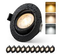 HOMEOW Spot Led Encastrable Salle de Bain Dimmable Noir Orientable Extra Plat Trou 68mm - 80mm IP44 6W 230V, Spot de Plafond pour Cuisine Salon Chambre, Blanc Chaud/Neutre/Froid Réglable, Lot de 10