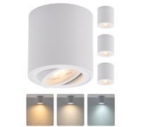 HOMEOW Spot Plafond LED Orientable Blanc Dimmable, IP44 Etanche pour Salle de Bain, Cuisine, Plafonnier Spots Saillie Exterieur, Ceiling Downlights Indoor Rond 5.5W 230V 530LM