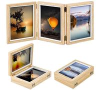 HOMEPIC Cadre photo triple 5x7 articulé 3 photos cadre collage, trois cadres photo multiples cadre de bureau