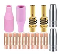 Homeponnew 15AK Kit de buses de torche de soudage pour accessoires de soudeur MB-15 MIG MAG, 2 buses en céramique, 2 buses métalliques, 2 porte-embouts, 10 embouts de 0,8 mm