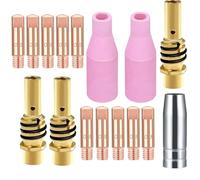 Homeponnew 15AK Kit de buses de torche de soudage pour soudeur MB-15 MIG MAG avec 10 embouts de 0,8 mm, porte-embouts, buses en métal et faïence