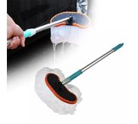 Homeponnew Balai de nettoyage télescopique réglable avec tête en soie de lait doux et bord en silicone pour un lavage sans rayures, longueur étendue de 61 à 92,5 cm