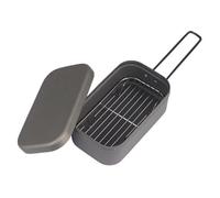 Homeponnew Boîte à déjeuner compacte en aluminium avec cuiseur vapeur et gril, kit de cuisine d'extérieur portable pour pique-niques, camping et barbecues, léger et durable, noir ou argenté