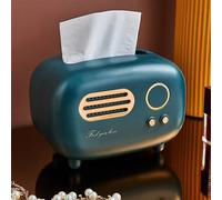 Homeponnew Boîte à mouchoirs modèle radio avec pompage à distance pour l'organisation de la maison, boîte de rangement décorative pour lingettes humides, vert