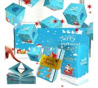 Homeponnew Boîte surprise avec 12 compartiments pour présenter de l'argent et des petits objets pour créer un plaisir mémorable lors des anniversaires et des rassemblements (bleu)