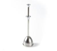 Homeponnew Boule à thé en acier inoxydable avec poignée de type poussoir pour feuilles de thé, grains de café et assaisonnement de soupe, couleur argentée