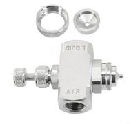 Homeponnew Buse de pulvérisation d'air en acier inoxydable 304, filetage 1/4 BSPT basse pression, siphon d'alimentation en forme de cône avec couverture à 30 °, aiguille à débit réglable