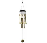 Homeponnew Carillon à vent en bois massif de style chinois avec 10 tubes et 5 cloches, 85 cm, décoration de jardin en plein air pour cour, ornement suspendu
