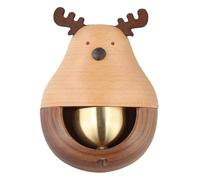 Homeponnew Carillon à vent en forme de chat porte-bonheur avec cloche en cuivre, pendentif en bois à ventouse pour la maison ou le travail, jaune, 15 x 15 x 8 cm