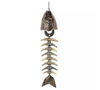 Homeponnew Carillon à vent en forme de poisson en métal avec os rustique pour décoration de jardin en plein air 30 cm