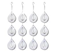 Homeponnew Carillon éolien réfléchissant dissuasif pour jardin, terrasse et porche - Cloche décorative à suspendre en métal avec 12 feuilles, forme cercle/cœur/goutte d'eau/arête de poisson (goutte