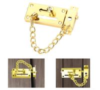 Homeponnew Chaîne de porte antivol en acier inoxydable, chaîne de sécurité dorée avec 2 modes de montage, serrure anti-crochetage pour porte de maison de sécurité