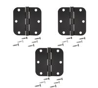 Homeponnew Charnières de porte d'intérieur arrondies de 8,9 cm en acier inoxydable noir mat avec broches non amovibles, fonctionnement silencieux et fluide et 18 vis pour maison, bureau, appartement