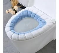 Homeponnew Chauffe-toilettes en plastique doux lavable 30 x 30 cm pour l'hiver. Comment installer la housse à tirer à travers le trou (blanc et bleu)