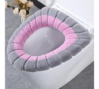 Homeponnew Chauffe-toilettes en plastique doux lavable 30 x 30 cm pour l'hiver. Comment installer la housse à travers le trou (gris et rose)