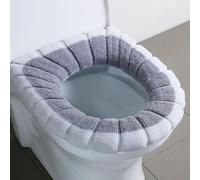 Homeponnew Chauffe-toilettes en plastique doux lavable 30 x 30 cm pour l'hiver. Comment installer la housse à tirer à travers le trou (blanc et gris)