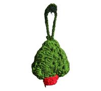 Homeponnew Chaussette de Noël en laine tissée à la main avec détails en bois, décoration festive à suspendre pour décoration de maison, cadeau d'hiver pour les amis et la famille, variante rouge et