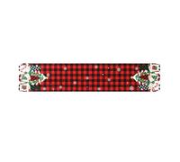 Homeponnew Chemin de table de Noël pour décoration de vacances, 180 x 35 cm, tissu imperméable avec motif Père Noël festif et sapin, nappe réutilisable pour cheminée ou buffet A
