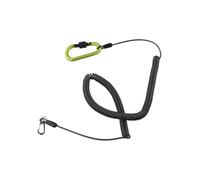 Homeponnew Cordon rétractable pour la pêche, avec fermoir mousqueton, bobine de sécurité en spirale de charge 25 kg, TPU + fil d'acier, télescopique de 1,5 m de long, 31-150 cm, noir