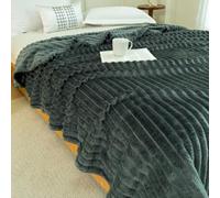 Homeponnew Cozy Couverture polaire douce pour canapé Motif lapin Gris foncé 100 x 150 cm