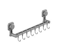 Homeponnew Crochets muraux à ventouse et porte-ustensiles, étagère de rangement amovible pour cuisine pour organiser les cuillères, serviettes et clés, installation sans perçage, gris (40 cm)