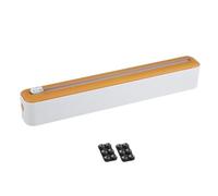 Homeponnew Distributeur de film étirable de cuisine et de papier d'aluminium avec cutter coulissant en acier inoxydable et base ventouse, organisateur de film plastique, 5 x 6,5 x 36 cm