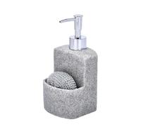 Homeponnew Distributeur de savon avec porte-éponge pour évier de salle de bain et de cuisine, bouteille à pompe manuelle en résine, 250 ml, design compact pour l'organisation du comptoir