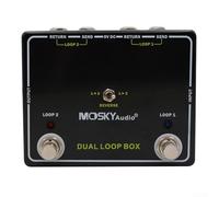Homeponnew Dual Reverse Loop Box Pédale d'effets pour guitare avec tuner out, sélecteur d'ampli A/B à 2 canaux et bypass pour musiciens, boîtier en aluminium, noir