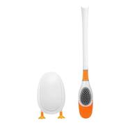 Homeponnew Ensemble brosse WC en silicone avec support et tête de brosse flexible pour un nettoyage à 360°, fixation murale ou au sol, pour salle de bain et cuisine, jaune