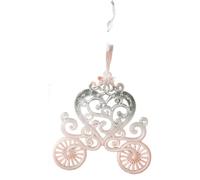 Homeponnew Ensemble de décorations de Noël à suspendre en plastique transparent rose avec carrosse et flocons de neige et couronne, décorations de sapin de style européen pour maison festive ou fête