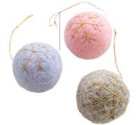 Homeponnew Ensemble de décorations de Noël en feutre de laine avec flocons de neige et boule d'arbre - Décorations festives à suspendre pour sapin de Noël, cheminée, guirlande ou couronne (4 cm, rouge