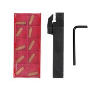 Homeponnew Ensemble de porte-outils de tournage pour tour MGEHR1616-2 avec 10 inserts en carbure MGMN200-G, barre d'alésage CNC pour semi-finition et finition, construction en acier et carbure, clé