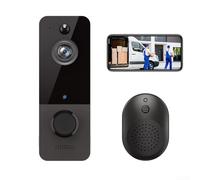 Homeponnew Gbtdoface Sonnette vidéo sans fil avec changement de voix, caméra de sonnette vidéo, caméra de sonnette sans fil avec batterie rechargeable, interphone bidirectionnel et vue large 720p